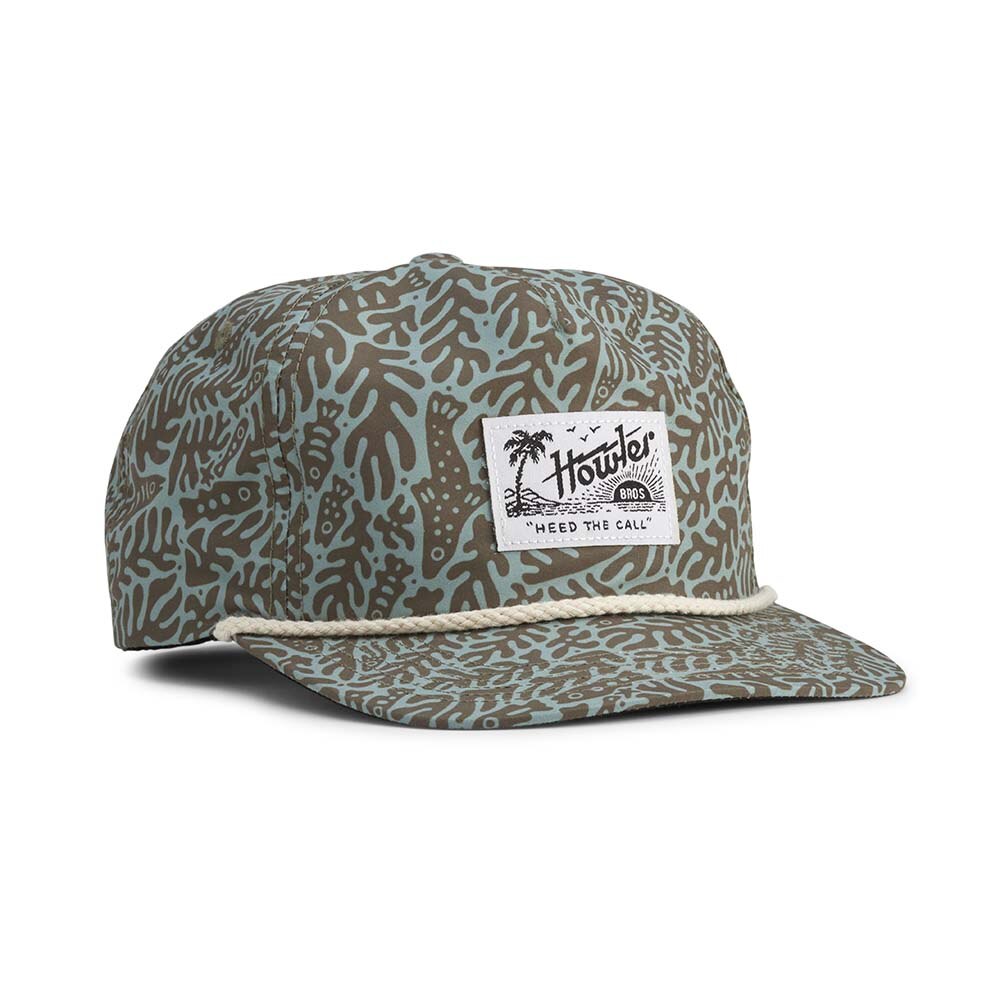 Howler Brothers Ecosytem Unstructured Snapback Hat in Granite Green and Teak